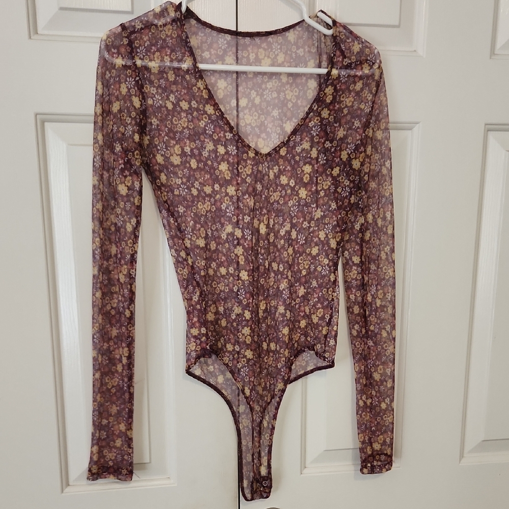 Floral Long Sleeve Sheer Bodysuit